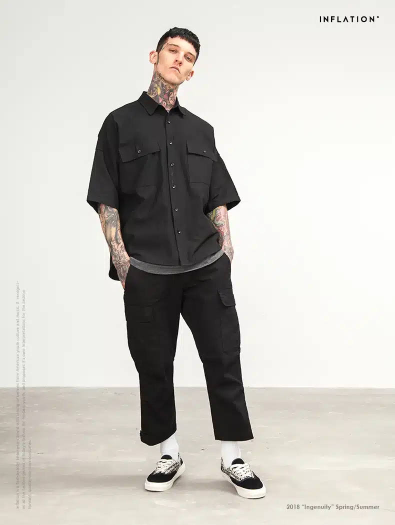 INFLATION Male Jogger Casual Plus Size Cotton Trousers Multi Pocket Military Style Army Green Orange Men's Cargo Pants 8403S 23