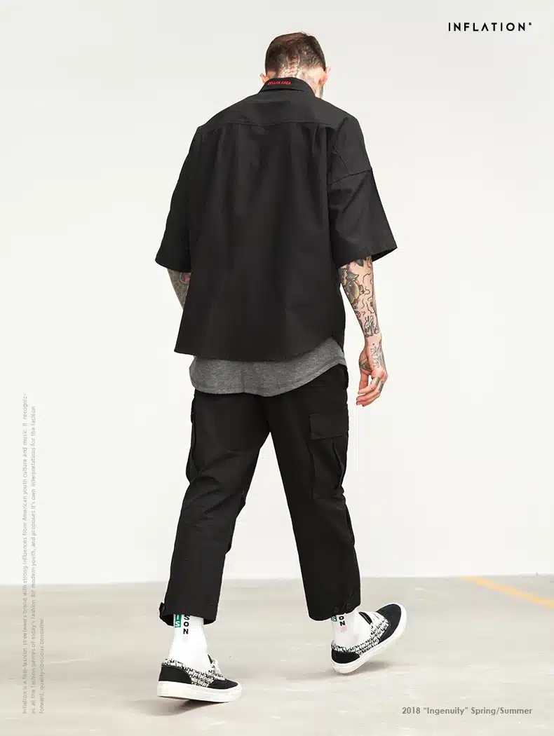 INFLATION Male Jogger Casual Plus Size Cotton Trousers Multi Pocket Military Style Army Green Orange Men's Cargo Pants 8403S 26