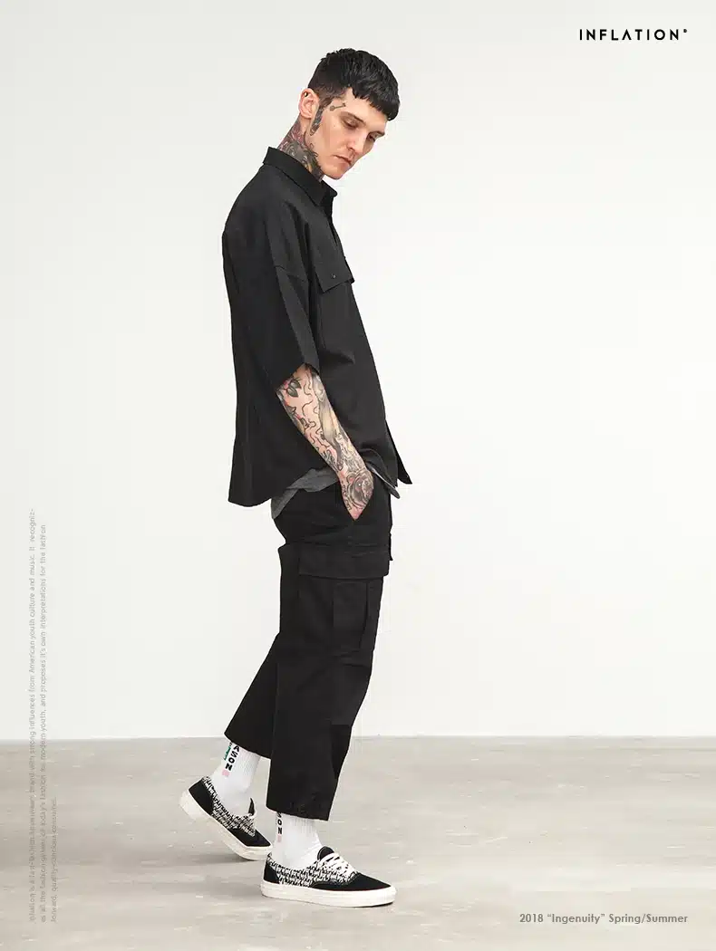 INFLATION Male Jogger Casual Plus Size Cotton Trousers Multi Pocket Military Style Army Green Orange Men's Cargo Pants 8403S 27