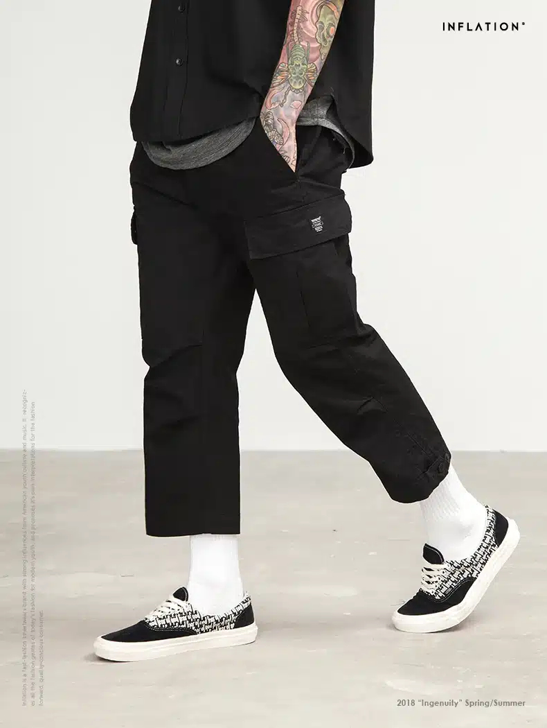 INFLATION Male Jogger Casual Plus Size Cotton Trousers Multi Pocket Military Style Army Green Orange Men's Cargo Pants 8403S 28
