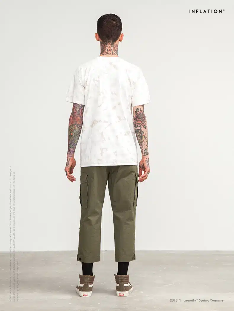 INFLATION Male Jogger Casual Plus Size Cotton Trousers Multi Pocket Military Style Army Green Orange Men's Cargo Pants 8403S 31