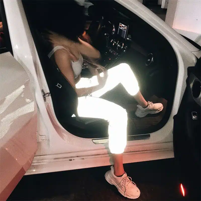 Kylie Jenner Autumn 2018 hip hop pants women Night shine Long pants high waist trousers capri Loose pants women clubwear 6