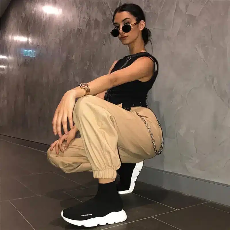 BKLD 2017 Summer Female High Waist Harem Pants Women Fashion Slim Solid Color Long Pants Hip Hop Pant Streetwear With Chains 12