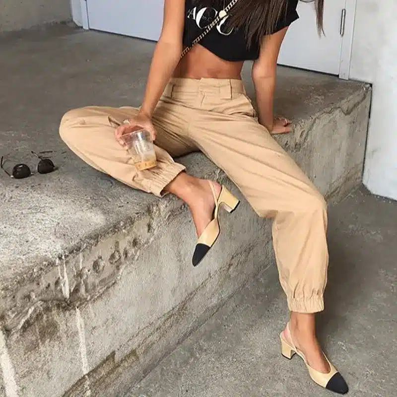 BKLD 2017 Summer Female High Waist Harem Pants Women Fashion Slim Solid Color Long Pants Hip Hop Pant Streetwear With Chains 13