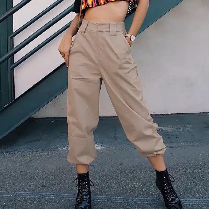 BKLD 2017 Summer Female High Waist Harem Pants Women Fashion Slim Solid Color Long Pants Hip Hop Pant Streetwear With Chains 15
