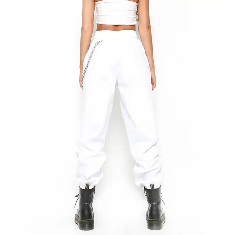 BKLD 2017 Summer Female High Waist Harem Pants Women Fashion Slim Solid Color Long Pants Hip Hop Pant Streetwear With Chains 21