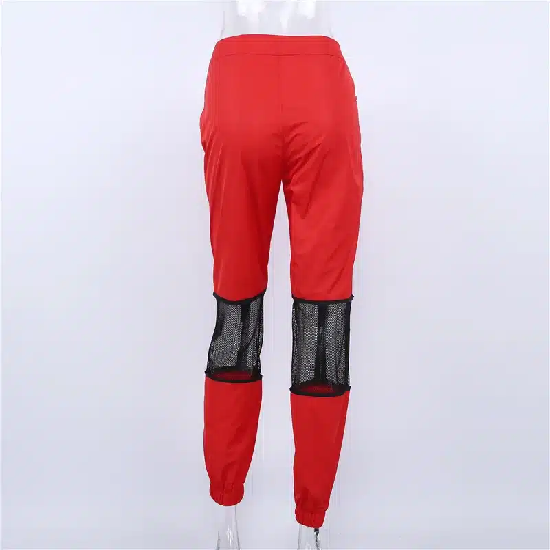 Women Red Loose Harem Pants Mesh Patchwork Trousers Fashion 2018 Female High Waist Sweatpants Hip Hop Female Pants 20