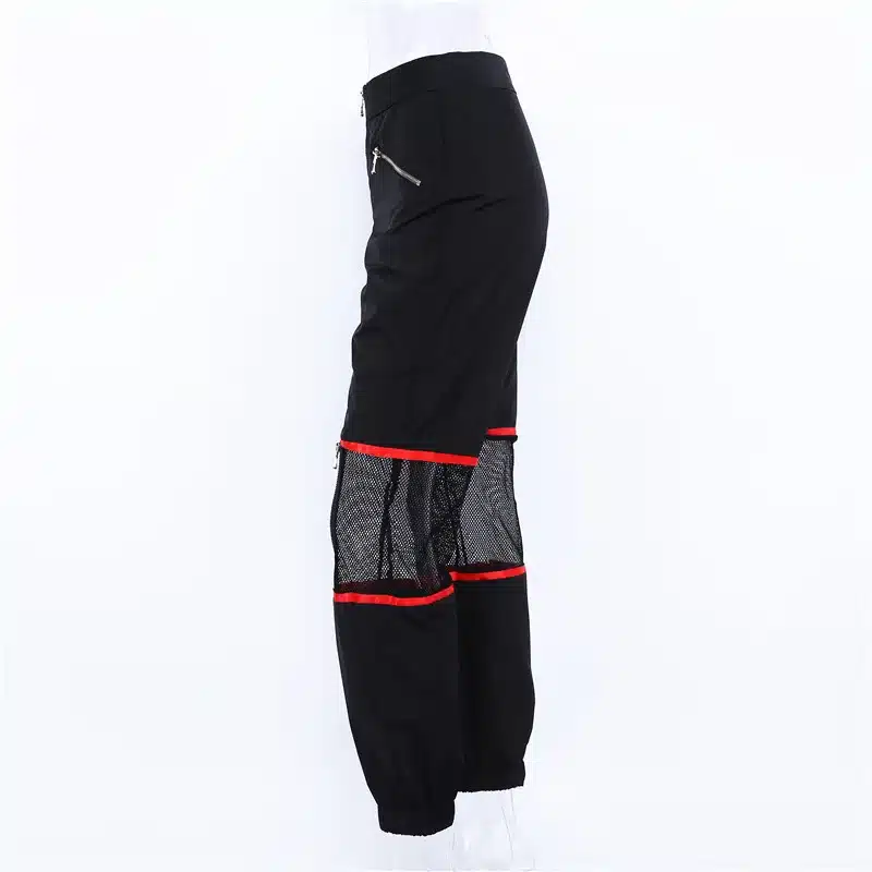 Women Red Loose Harem Pants Mesh Patchwork Trousers Fashion 2018 Female High Waist Sweatpants Hip Hop Female Pants 23