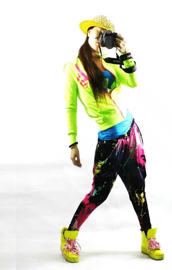 New Fashion Brand Jazz harem women hip hop pants dance doodle spring and summer loose neon patchwork candy colors sweatpants 7