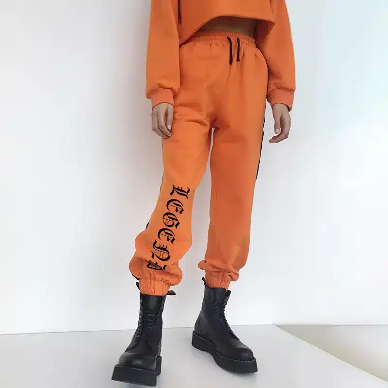 Women Loose Sweatpants Harajuku Trousers 2018 Autumn Female Orange Letter Printed Joggers Pants Hip Hop Dance Pants Plus Size 12