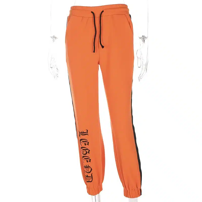 Women Loose Sweatpants Harajuku Trousers 2018 Autumn Female Orange Letter Printed Joggers Pants Hip Hop Dance Pants Plus Size 15