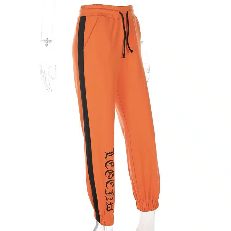 Women Loose Sweatpants Harajuku Trousers 2018 Autumn Female Orange Letter Printed Joggers Pants Hip Hop Dance Pants Plus Size 16