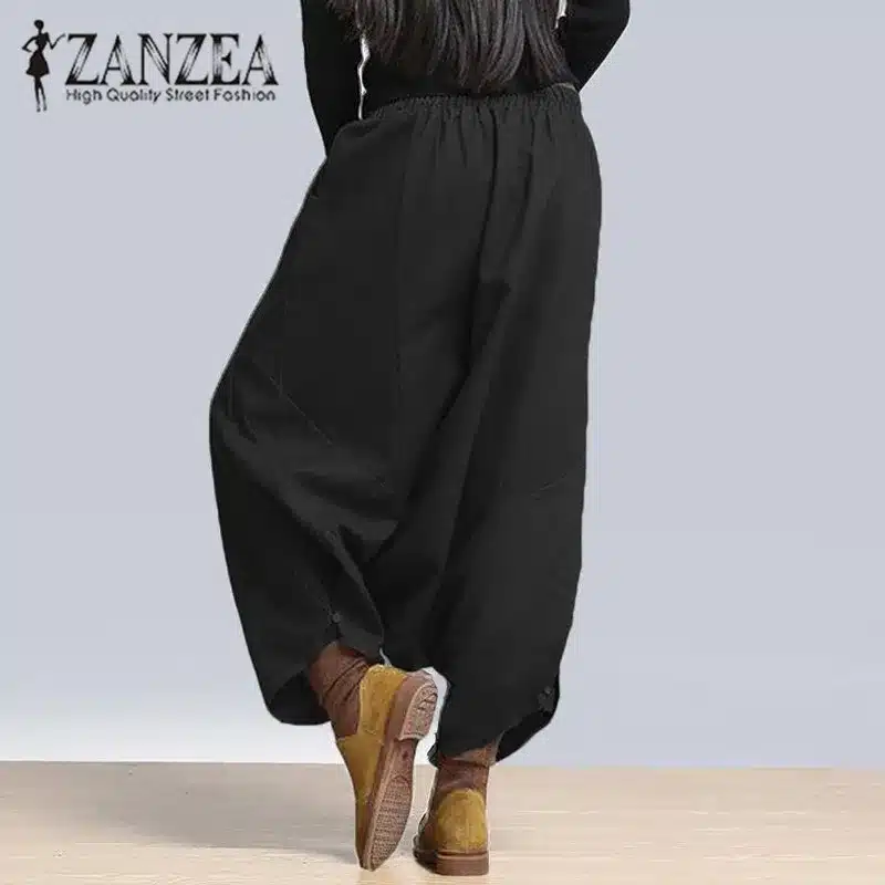 S-5XL ZANZEA Women High Waist Loose Casual Retro Solid Cross-Pants Hip Hop Long Pants Wide Leg Plus Size Baggy Pants 2018 NEW 9