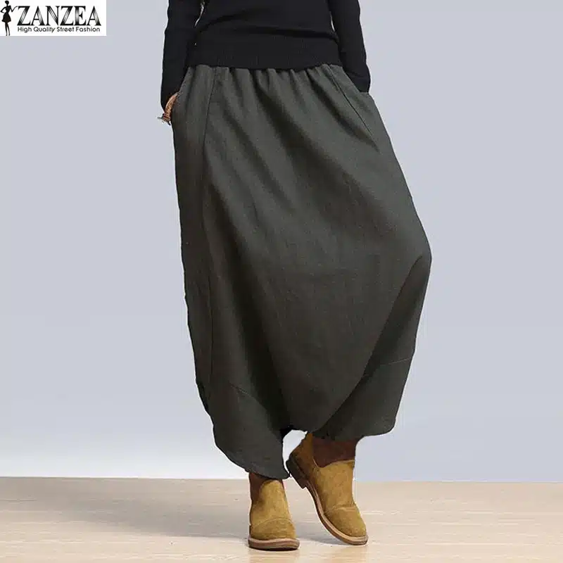 S-5XL ZANZEA Women High Waist Loose Casual Retro Solid Cross-Pants Hip Hop Long Pants Wide Leg Plus Size Baggy Pants 2018 NEW 12