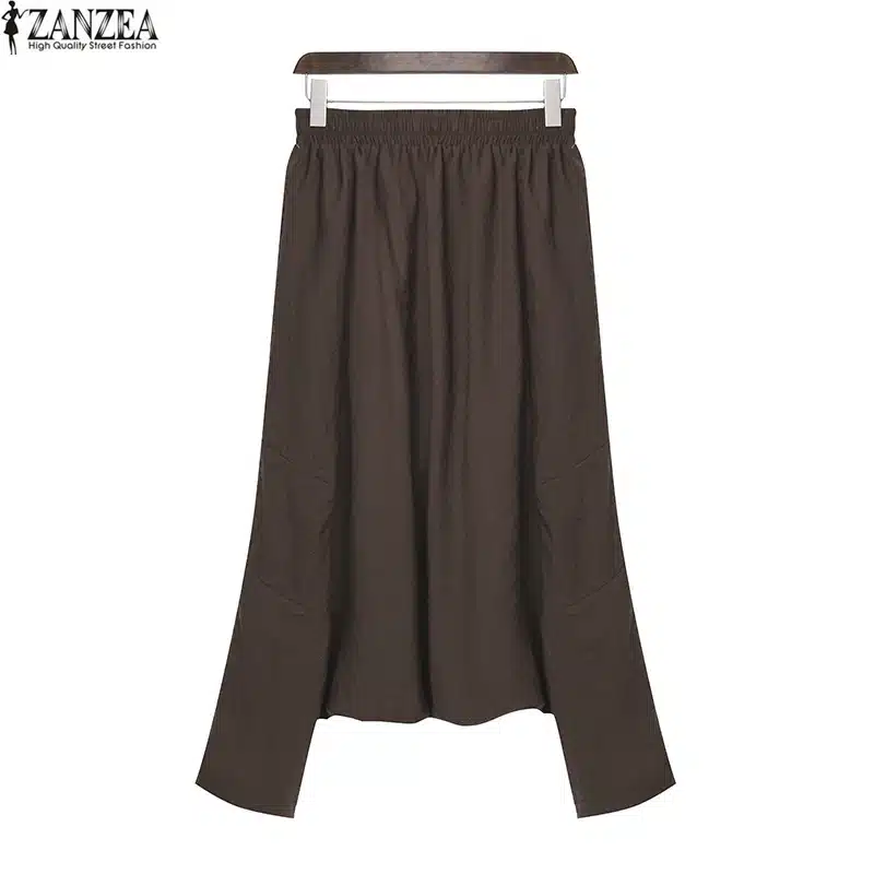 S-5XL ZANZEA Women High Waist Loose Casual Retro Solid Cross-Pants Hip Hop Long Pants Wide Leg Plus Size Baggy Pants 2018 NEW 16
