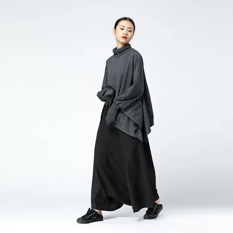CHICEVER Winter Black High Waist Trousers For Women Pant Loose Big Size Elastic Flare Female Pants Fashion Casual 2018 3