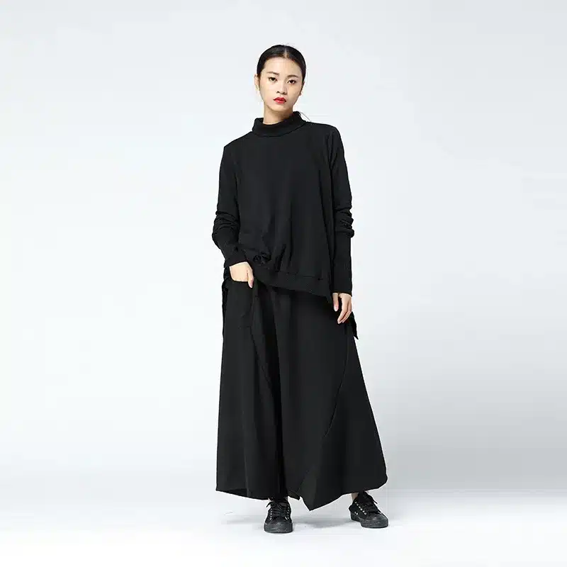 CHICEVER Winter Black High Waist Trousers For Women Pant Loose Big Size Elastic Flare Female Pants Fashion Casual 2018 8