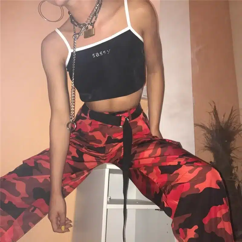 Women Spring Red Camouflage Pants Fashion Street Jean Trousers Pantalon Mujer Pencil Demin Military Pencil Pants 3