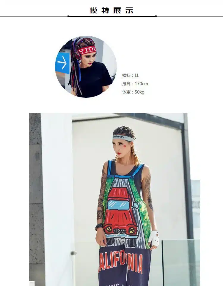 Pre-Sale 2018 Women Jumpsuits Overalls Off The Shoulder Strap Suspender Pants RACING Printed Hip Hop Dance Rompers Streetwear 10