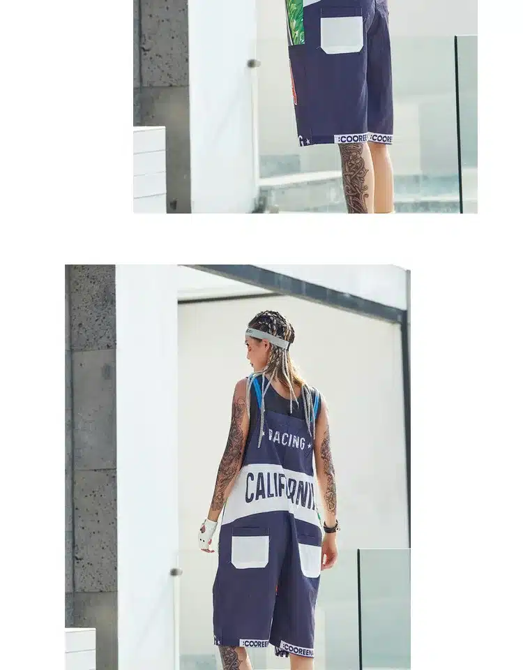 Pre-Sale 2018 Women Jumpsuits Overalls Off The Shoulder Strap Suspender Pants RACING Printed Hip Hop Dance Rompers Streetwear 16