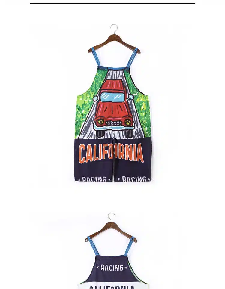 Pre-Sale 2018 Women Jumpsuits Overalls Off The Shoulder Strap Suspender Pants RACING Printed Hip Hop Dance Rompers Streetwear 17