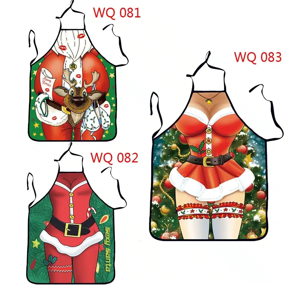 2017 Funny Printed Personality Aprons Christmas Santa Anime Cartoon Sex Lady Cooking Apron Creative Character Series 9