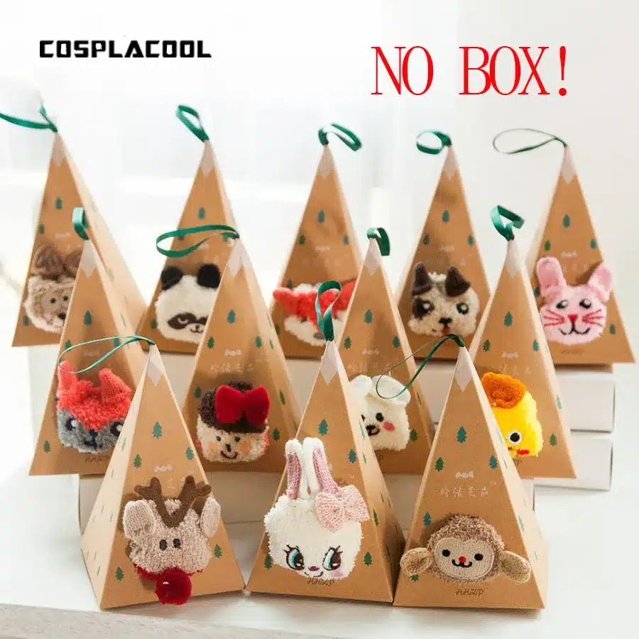 No Gift Box Winter Cute Kawaii Socks meias Cartoon 3D Animals Elk Sheep Panda Funny Socks Women Warm Christmas Socks NO gift box 10