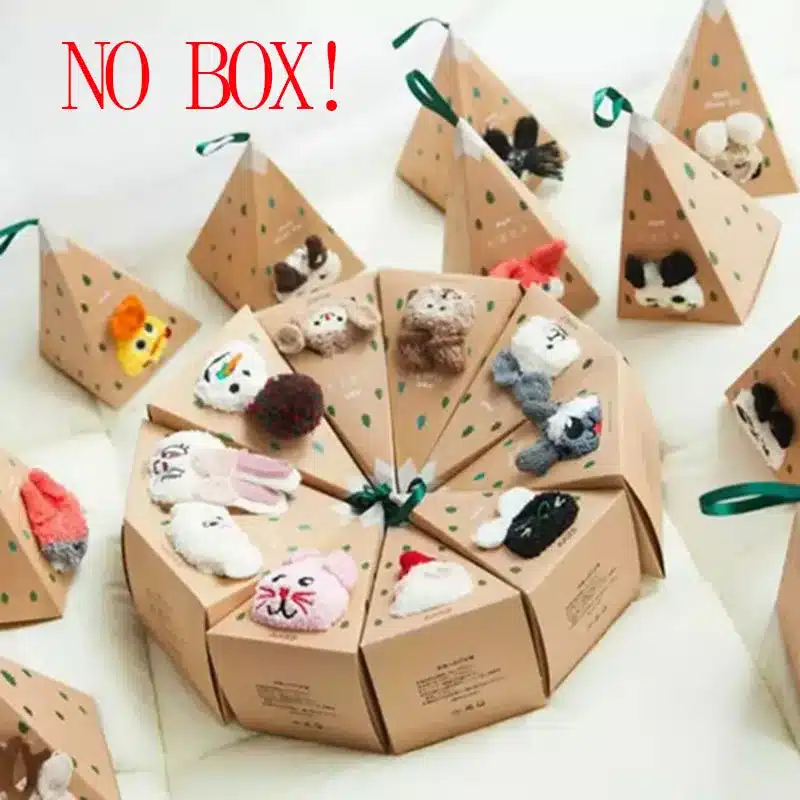 No Gift Box Winter Cute Kawaii Socks meias Cartoon 3D Animals Elk Sheep Panda Funny Socks Women Warm Christmas Socks NO gift box 11