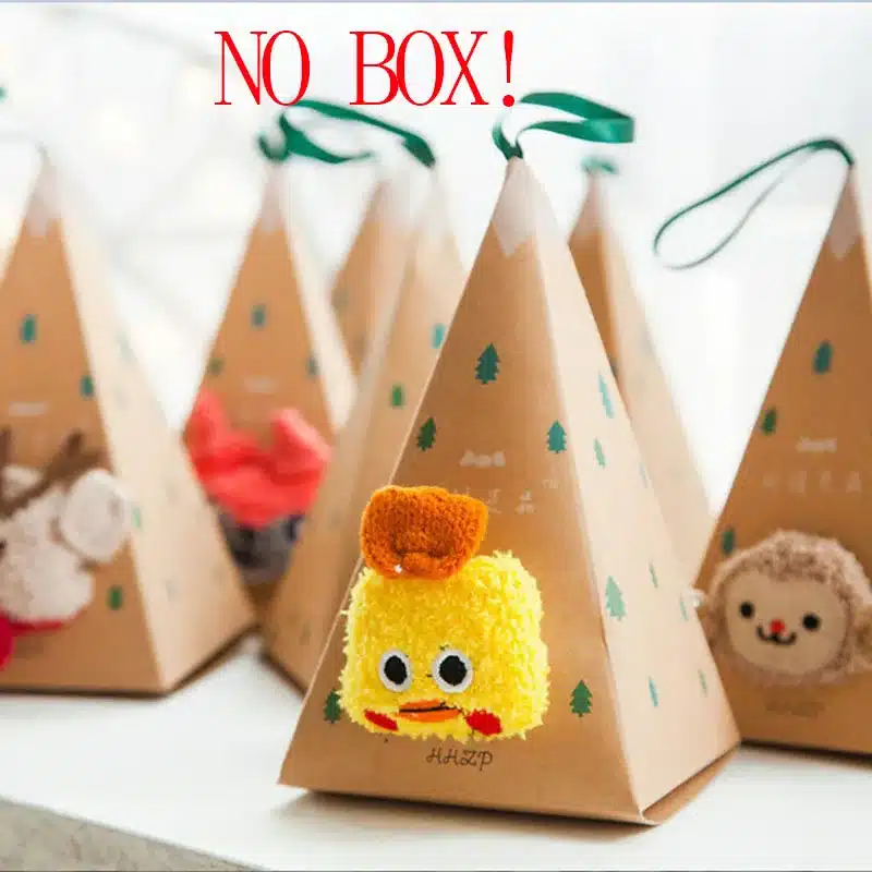 No Gift Box Winter Cute Kawaii Socks meias Cartoon 3D Animals Elk Sheep Panda Funny Socks Women Warm Christmas Socks NO gift box 12