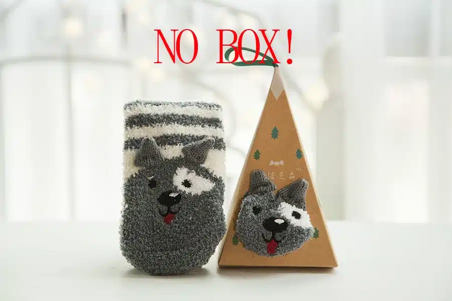 No Gift Box Winter Cute Kawaii Socks meias Cartoon 3D Animals Elk Sheep Panda Funny Socks Women Warm Christmas Socks NO gift box 19