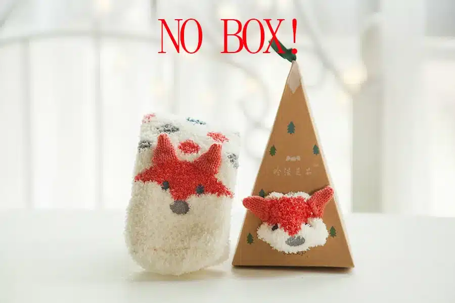 No Gift Box Winter Cute Kawaii Socks meias Cartoon 3D Animals Elk Sheep Panda Funny Socks Women Warm Christmas Socks NO gift box 22