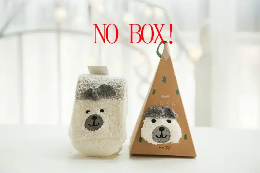 No Gift Box Winter Cute Kawaii Socks meias Cartoon 3D Animals Elk Sheep Panda Funny Socks Women Warm Christmas Socks NO gift box 28