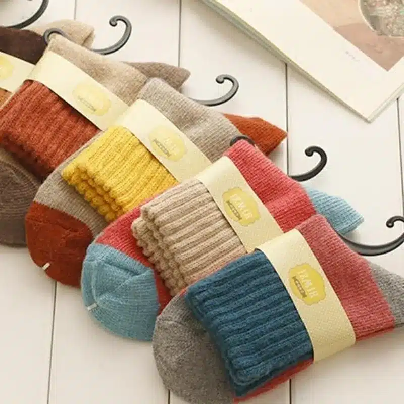 Retro Thickening Women Socks Autumn Winter Rabbit Wool Patchwork Socks Female New Japanese 5 Colors Tube Sock Students Hosiery 16