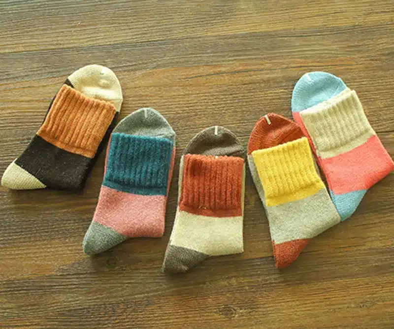 Retro Thickening Women Socks Autumn Winter Rabbit Wool Patchwork Socks Female New Japanese 5 Colors Tube Sock Students Hosiery 23