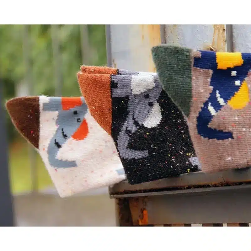 3 Pairs/lot Cute Animal Winter Wool Knitted Warm Owl Fox Animal Socks For Female Women's New Funny Cute Texture Socks 12