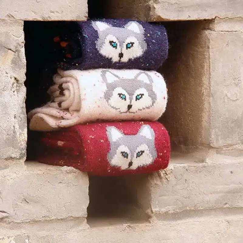 3 Pairs/lot Cute Animal Winter Wool Knitted Warm Owl Fox Animal Socks For Female Women's New Funny Cute Texture Socks 13