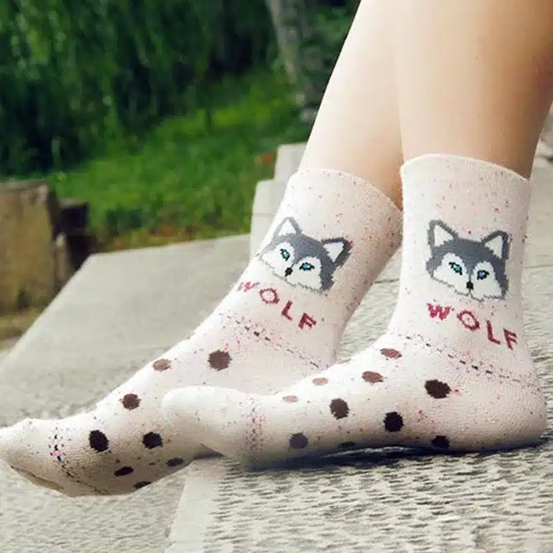 3 Pairs/lot Cute Animal Winter Wool Knitted Warm Owl Fox Animal Socks For Female Women's New Funny Cute Texture Socks 16