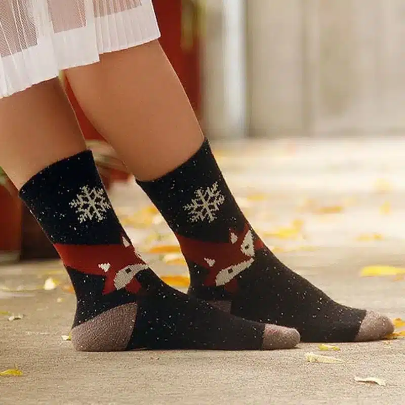 3 Pairs/lot Cute Animal Winter Wool Knitted Warm Owl Fox Animal Socks For Female Women's New Funny Cute Texture Socks 18