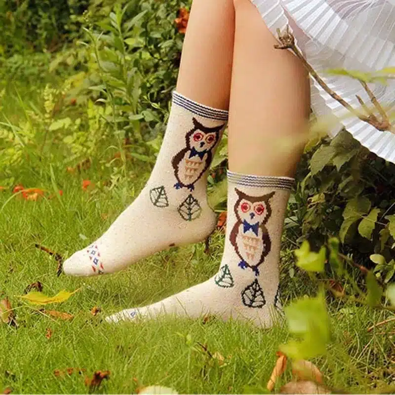 3 Pairs/lot Cute Animal Winter Wool Knitted Warm Owl Fox Animal Socks For Female Women's New Funny Cute Texture Socks 22