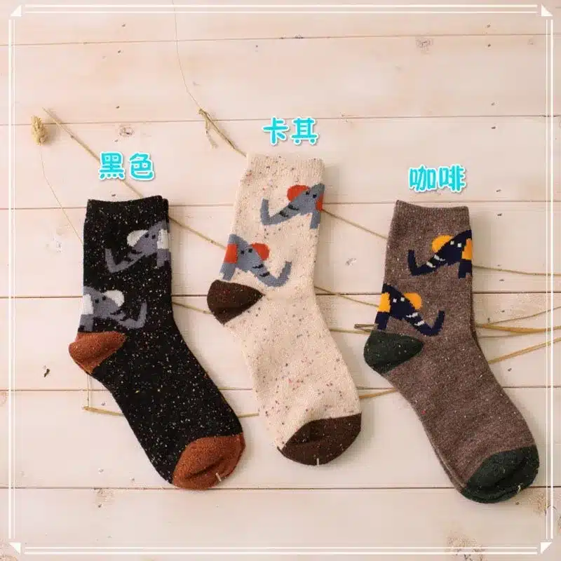 3 Pairs/lot Cute Animal Winter Wool Knitted Warm Owl Fox Animal Socks For Female Women's New Funny Cute Texture Socks 28