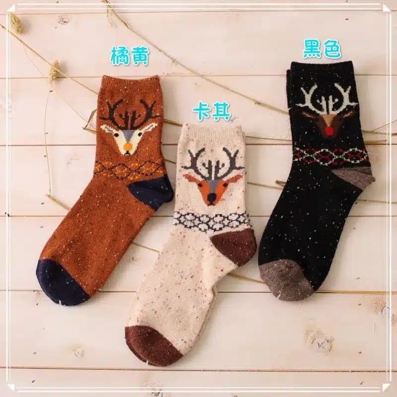 3 Pairs/lot Cute Animal Winter Wool Knitted Warm Owl Fox Animal Socks For Female Women's New Funny Cute Texture Socks 31