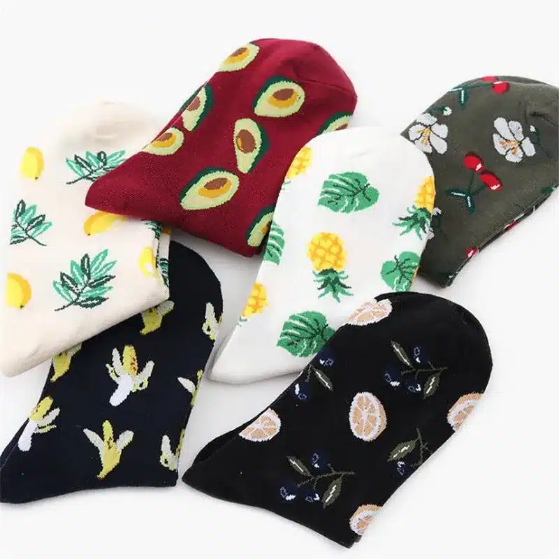 Korean Woman Socks Fruits Cotton Pineapple Avocado Banana Flamingos Sock Winter Warm Socks For Female Meias Harajuku Funny Socks 10