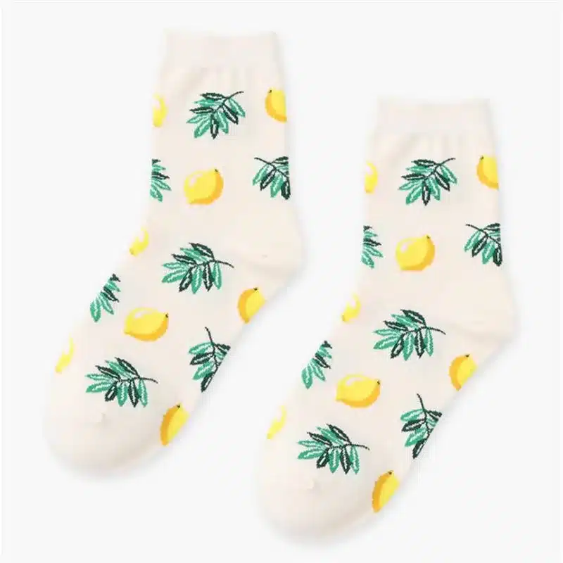 Korean Woman Socks Fruits Cotton Pineapple Avocado Banana Flamingos Sock Winter Warm Socks For Female Meias Harajuku Funny Socks 14