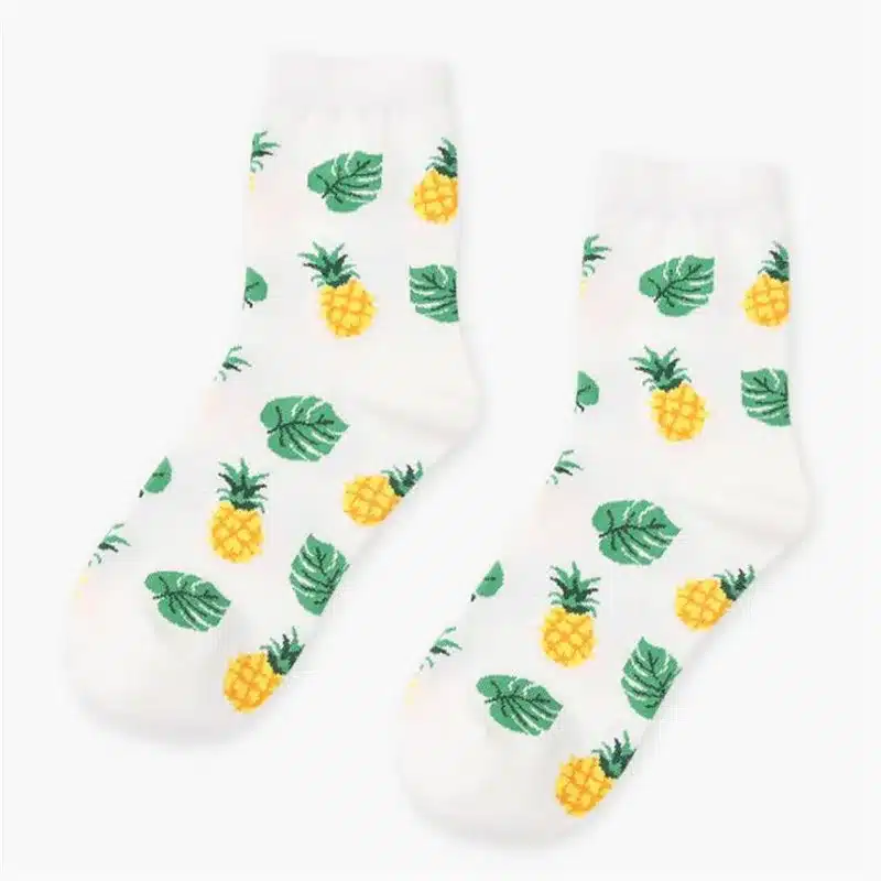 Korean Woman Socks Fruits Cotton Pineapple Avocado Banana Flamingos Sock Winter Warm Socks For Female Meias Harajuku Funny Socks 17