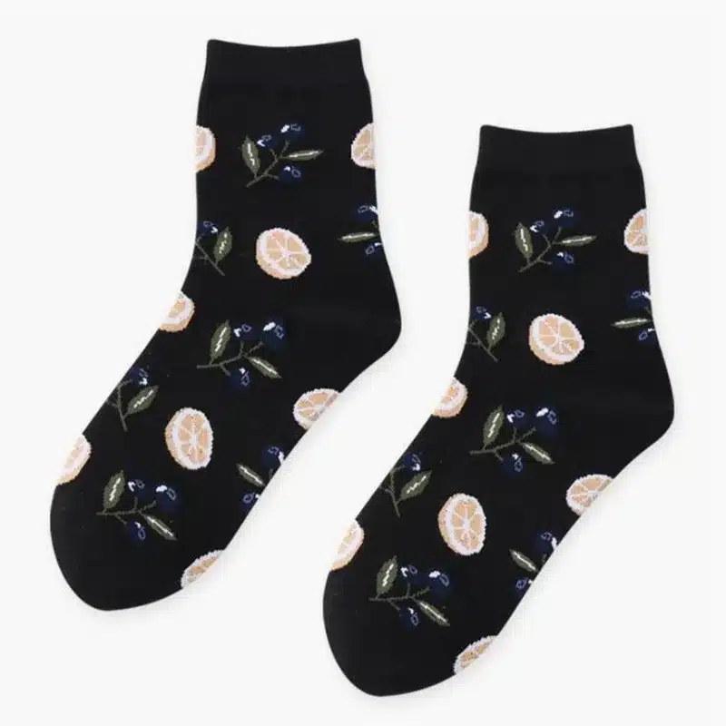 Korean Woman Socks Fruits Cotton Pineapple Avocado Banana Flamingos Sock Winter Warm Socks For Female Meias Harajuku Funny Socks 18