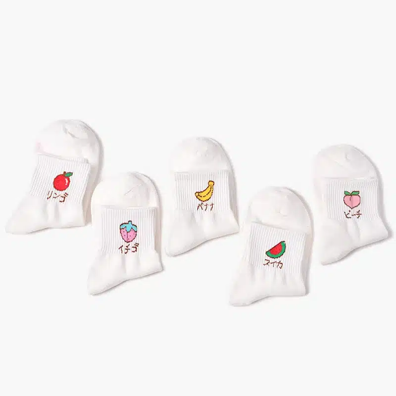 Adult Size Fruits with Japanese Kana Socks Gravity Apple Watermelon Banana Peach Strawberry High Quality 2017New Autumn Winter 3