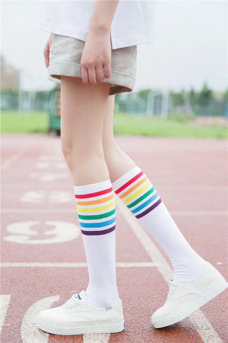 PEONFLY Leg sock sotton color Autumn Winter socks Women Full Cotton rainbow Wind Heap funny hosiery kawaii japan 12