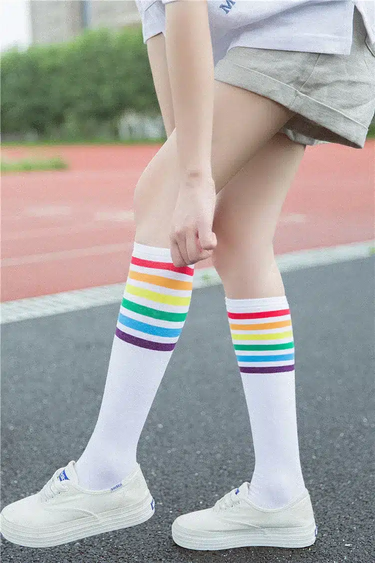 PEONFLY Leg sock sotton color Autumn Winter socks Women Full Cotton rainbow Wind Heap funny hosiery kawaii japan 14