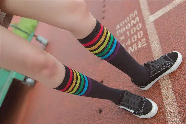 PEONFLY Leg sock sotton color Autumn Winter socks Women Full Cotton rainbow Wind Heap funny hosiery kawaii japan 18