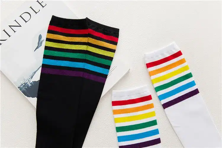 PEONFLY Leg sock sotton color Autumn Winter socks Women Full Cotton rainbow Wind Heap funny hosiery kawaii japan 20